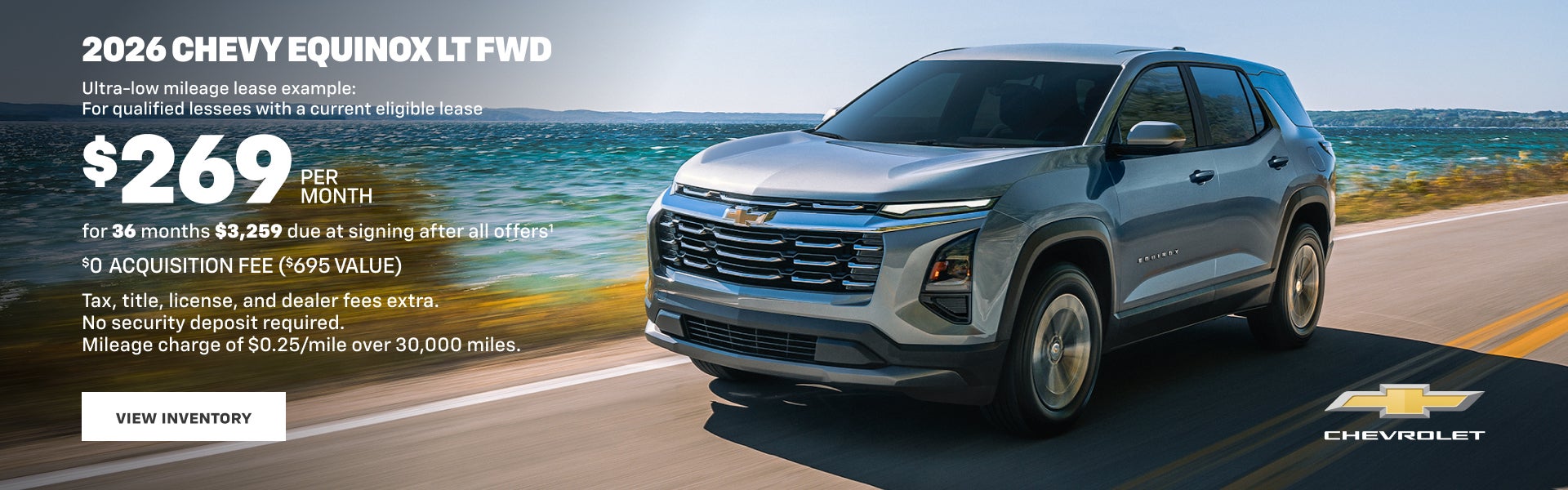 2026 Chevy Equinox LT FWD. Ultra-low mileage lease example for qualified lessees with a current e...
